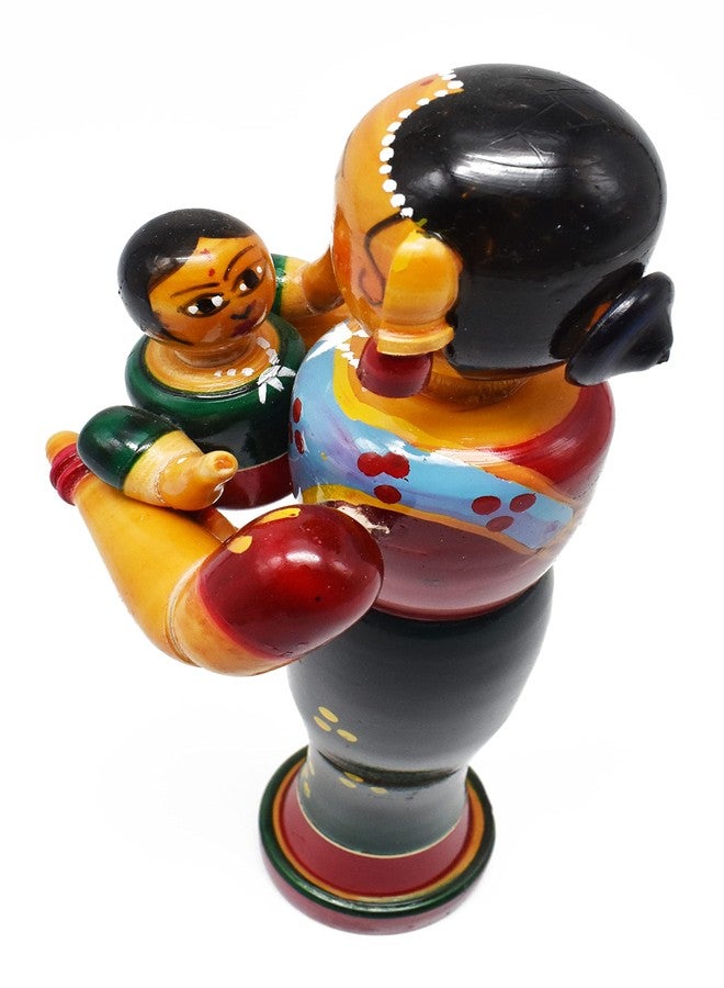 justhandmade Wooden Mother with Child | Golu Bommai | Home Decor Showpiece | Gift -Multicolor - Image 4